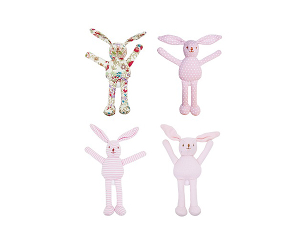 Lapin Hochet Rose 12Cm (Set 4 Pcs) de Trousselier