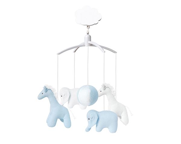 Mobile Musical Girafe, Elephant Bleu & Blanc de Trousselier