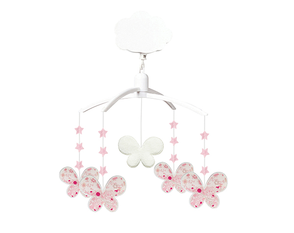 Mobile Musical Etoiles Papillons - Fleurs Roses de Trousselier