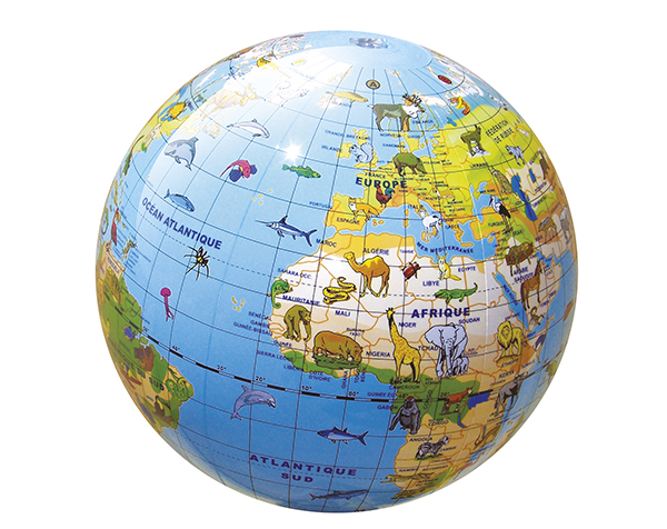Globo terrestre animales emblemáticos 30 cm (francés) de Bass & Bass