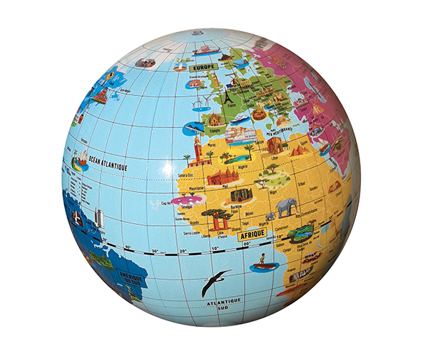 Globo terrestre maravillas del mundo (francés) de Bass & Bass