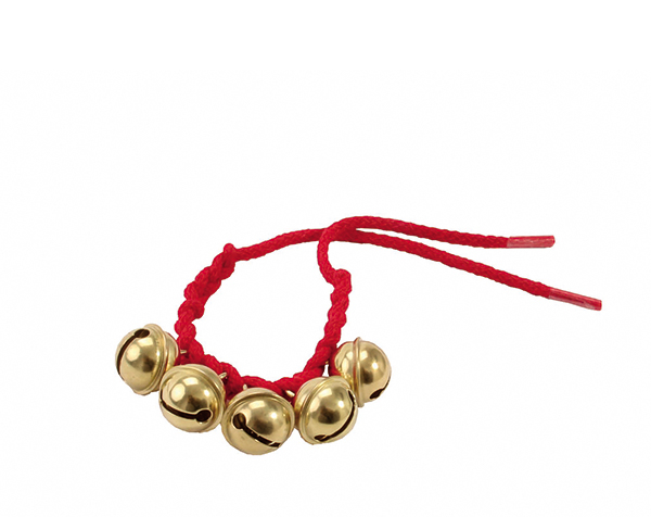 Plaited wristband, red, with bells de Spielzeugmanufaktur