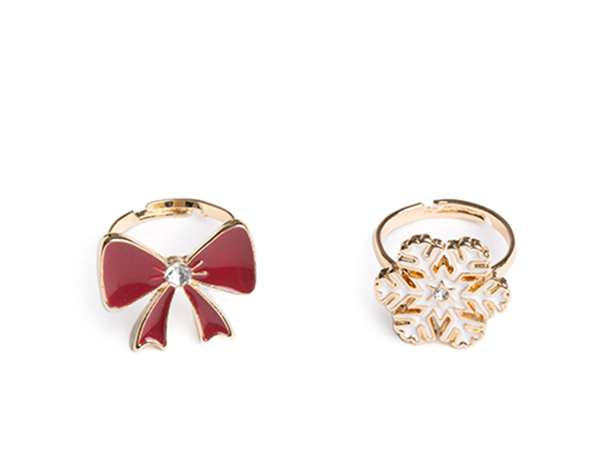 Holiday Bow & Snowflake Rings, 2pc de GP Classic Jowelry