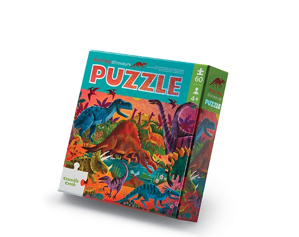 60 pc Foil Puzzle Dazzling Dinosaurs de CrocodileCreek