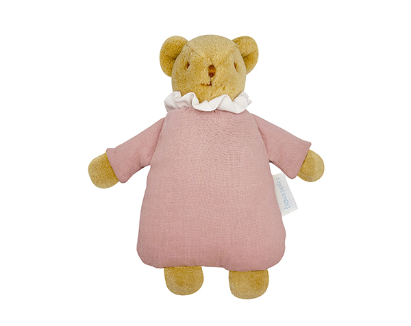 Ours Nid d'Ange Doudou avec Hochet - Coton Bio Vieux Rose 20Cm de Trousselier