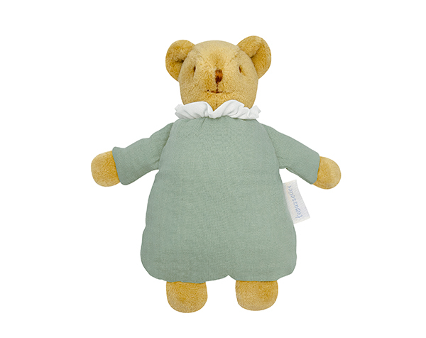 Ours Nid d'Ange Doudou avec Hochet 20Cm - Coton Bio Celadon de Trousselier