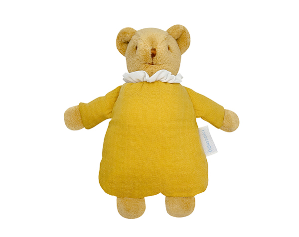 Ours Nid d'Ange Doudou avec Hochet 20Cm - Coton Bio Curry de Trousselier