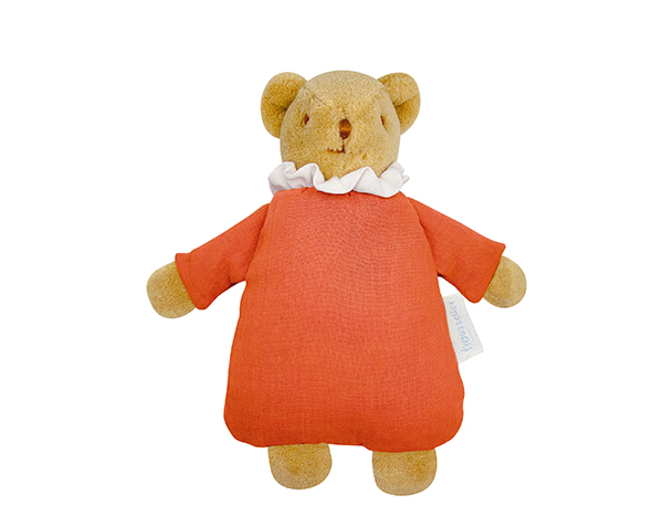 Ours Nid d'Ange Doudou avec Hochet 20Cm - Coton Bio Corail de Trousselier