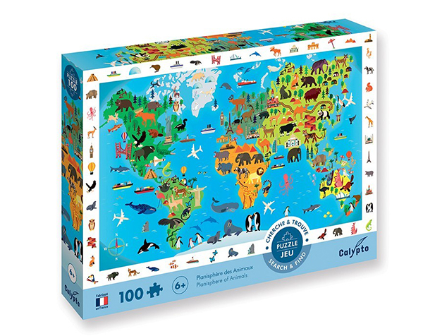 Puzzle 100 pc Planisphère des Animaux de Calypto