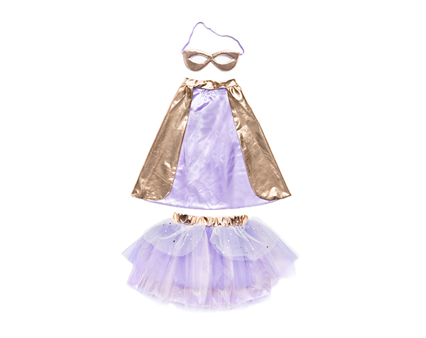 Super-duper Tutu, Cape & Mask, Metallic Rose Gold/Lilac Size 4-6 de GP Capas y Tutús