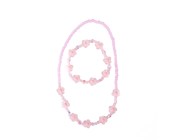 Pink Crystal Blooms Necklace & Bracelet Set, 2 pcs de GP Classic Jowelry