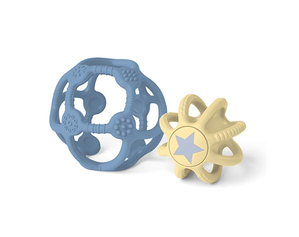 Sensory Balls Set of 2 Yellow and Blue de Little L Silicone Toys