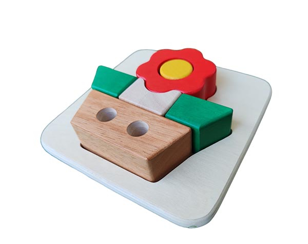 Puzzle en Bois 3D Fleur - Assembler & Empiler - 12M+ Jouet en Bois de Bass & Bass
