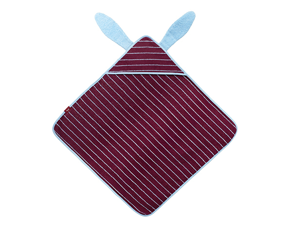 Cotton hooded towel  (75 x 75cm) Bunny Burgundy de Quut Play Towels