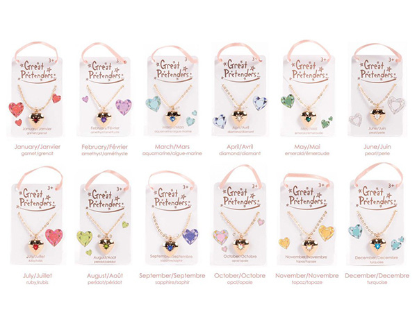 Birthstone Heart Lockets (72 pcs), 12 styles assorted (Refill with Organza bags) de GP Classic Jowelry