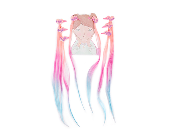 Hollywood Hearts Hair Extension Set, Pastel (8 pcs) de GP NOVEDADES 