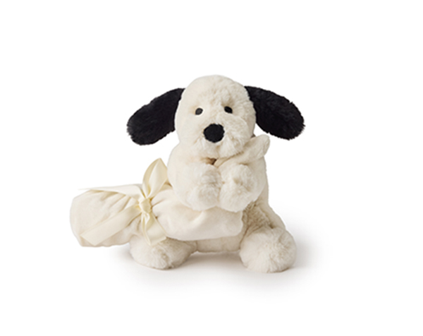 Dog black-white with comforter 17 cm de Teddy Hermann 